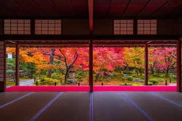 Poster Herfstbladeren van de Enkoji-tempel in Kyoto © Route16