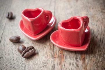 Foto op Plexiglas Koffiebar hartvormige koffiekop