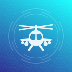 combat helicopter icon, vector pictogram