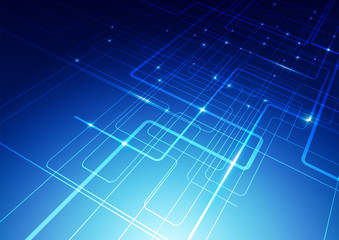 Abstract Lines Technology Blue Background