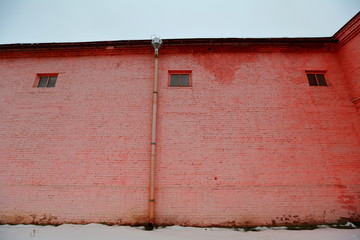 Exterior of old industrial building of pink bricks