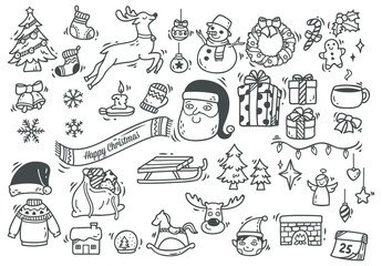 Set of Christmas doodle element