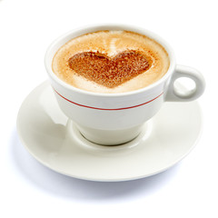 coffee cup with heart shape made of foam