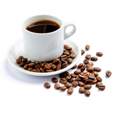 cup of coffee on white background