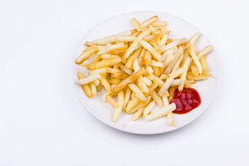 French fries on white