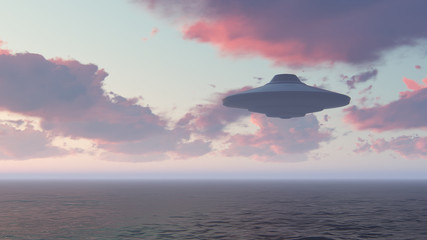 3D UFO over the sea and waves   © kolbass