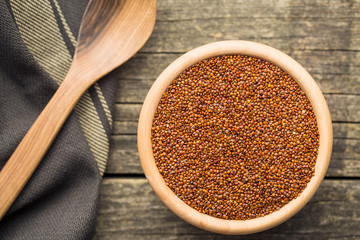Red quinoa seeds.