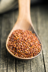 Red quinoa seeds.