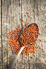 Red quinoa seeds.