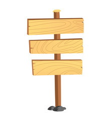 Cartoon wooden signboard isolated on white background