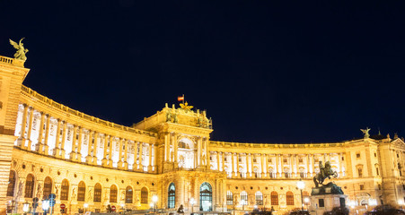 The Vienna Hofburg imperial palace at night,Austria.