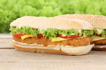 Chickenburger Chicken Hühnchen Burger Hamburger frischer Käse