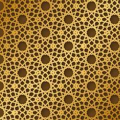 Arabic pattern gold style. Traditional arab east geometric decorative background.