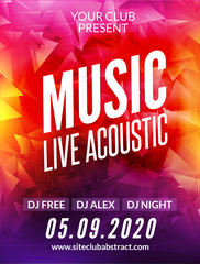 Live music acoustic poster design temple. Live show modern party dj invitation flyer - obrazy, fototapety, plakaty
