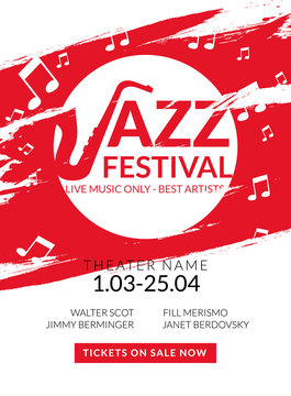 Vector musical flyer Jazz festival. Music poster background festival banner or flyer template.