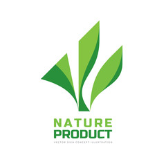 Nature product - vector business logo template concept illustration. Green leaves creative sign. Growth environment symbol. Sprout icon. Design element.