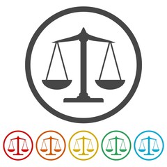 Scales balance icon, Justice Scale Icons set 