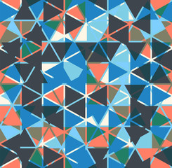 Abstract triangle seamless pattern, multicolor. Vector illustration.