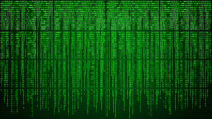 Abstract cyberspace with digital falling lines, binary hanging chain. High-tech computer background