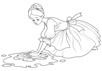 Fotobehang Sad Cinderella Wash the Floor © Anna Velichkovsky