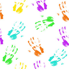 Seamless pattern colorful hand prints