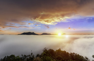 fog and cloud mountain valley landscape, Thailand