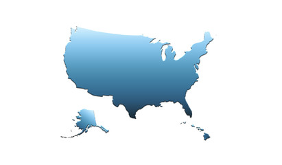 Fototapeta premium US Map with blue color and emboss