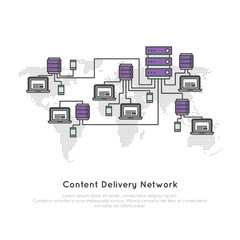 Vector Icon Style Illustration Logo of Content Delivery Network or Content Distribution Network CDN with Server and Users Laptop