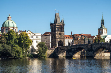 Fototapeta na wymiar Scenic summer view. River Vltava. Prague. Czech Republic