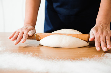 Chef preparing dough - cooking process