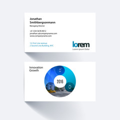 Vector business card template with circle round diagram for IT, 
