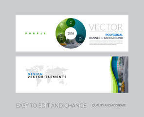 Vector set of modern horizontal website banners with circle roun