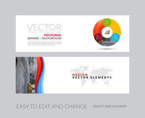 Vector set of modern horizontal website banners with circle roun