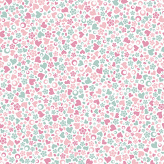 Summer seamless background with flowers and heart