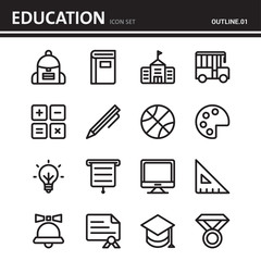 education school and university outline icon design - set 1 