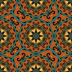 Seamless repeating pattern consisting of colored mandal.Vector