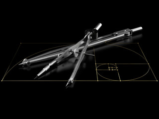  engineering compass on black background