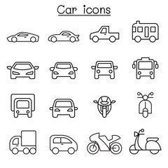 Car icon in thin line style