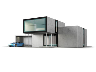 contemporary house with garage