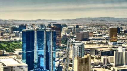 Fotobehang The Strip of Las Vegas - Hotels Aereal View © kenzos