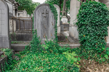 Illustration of the cemetery Pere Lachaise in Paris, France..