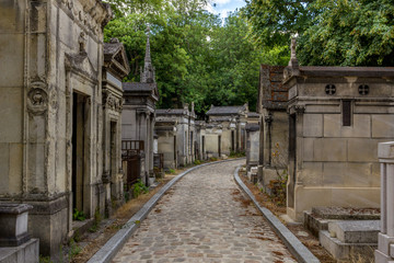 Fototapeta na wymiar Illustration of the cemetery Pere Lachaise in Paris, France..