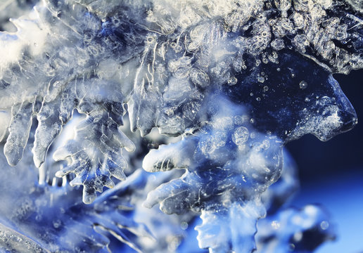 Background Of Transparent Ice Of Various Shapes And Thickness 