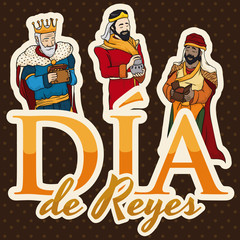 Biblical Magi for Epiphany or in Spanish 'Dia de Reyes', Vector Illustration