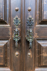 Lion-shaped metal door knocker.