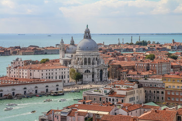 Fototapeta na wymiar Venice aerial summer cityscape view from San Marco Campanile