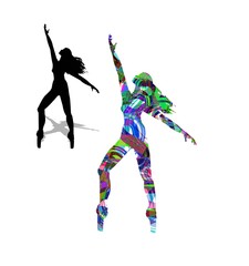 Naklejka na ściany i meble vector illustration of dancers silhouette