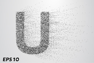 Letter U from the particles. The letter U consists of circles and points. Vector illustration © newrossosh