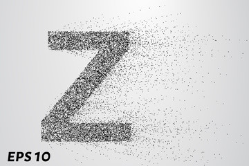 Letter Z from the particles. The letter Z consists of circles and points. Vector illustration