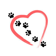 Made of red heart with dog paw print  © Gulsen Gunel
